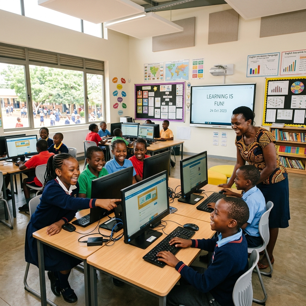 Education & Infrastructure - Modern classroom with computers