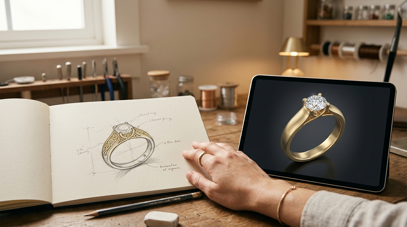How to Turn a Hand-Drawn Jewelry Sketch Into a Polished AI Render